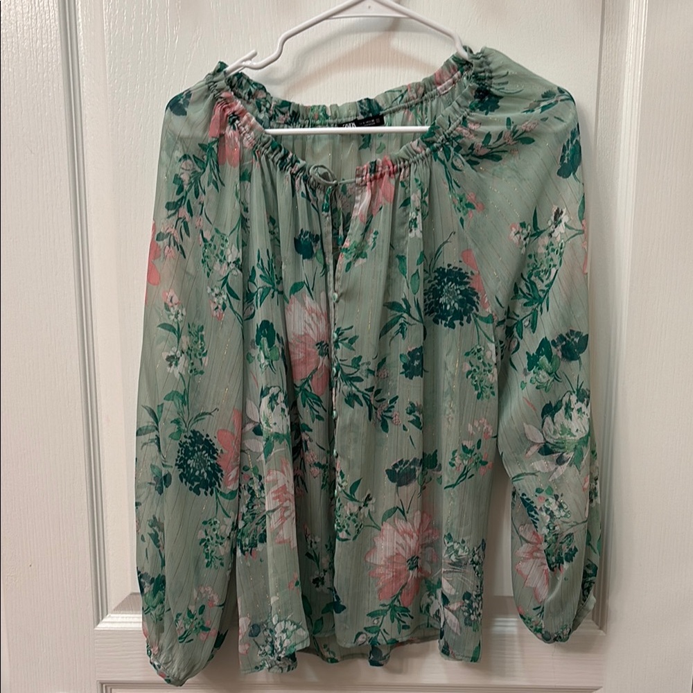 Zara Sheer Floral Blouse